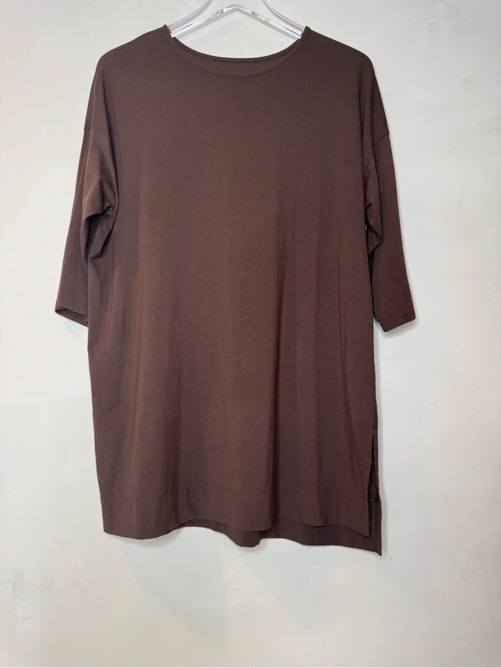 J.Jill Luxe Supima Ballet-Sleeve Tunic Brown Petite Large